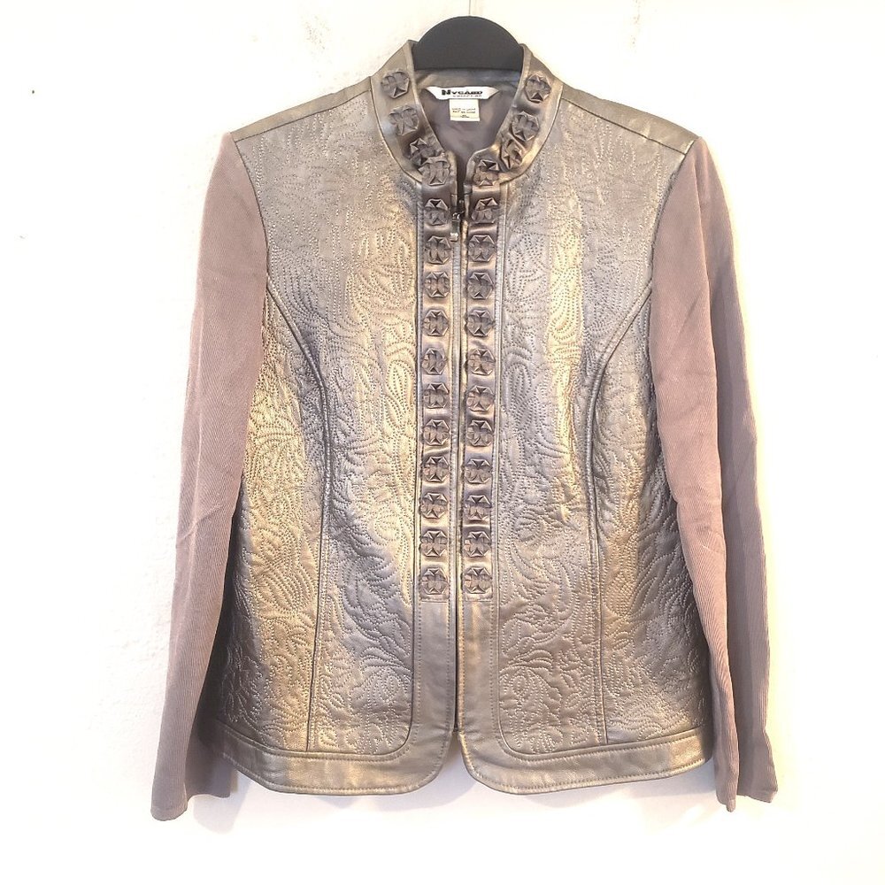 Pewter Metallic Leather Jacket